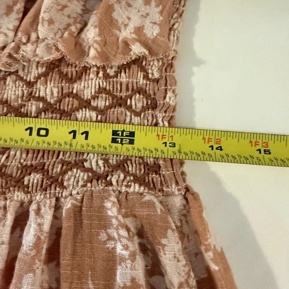 Free People, Boho Floral Maxi Dress Smocked Waist 100% Cotton, Size M EUC